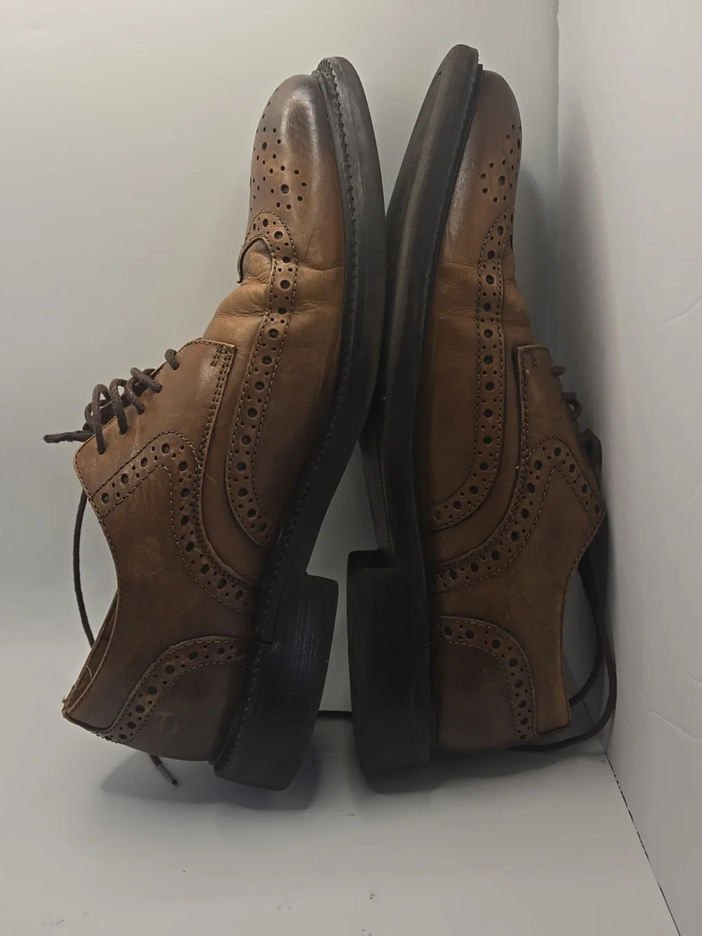 1901 Men's Oxford Genuine Leather Lace Up Wingtip Brown Dress Shoes Sz 10.5